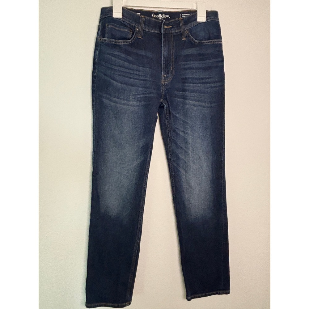 Goodfellow &‎ Co Mens Slim Straight Total Flex Jeans Dark Wash 32x32 Blue Denim